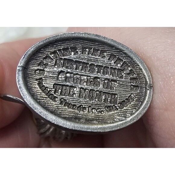 Vtg Genuine Fine Pewter Angel Of The Month Birthstone March Mini Trinket 1.5" - Picture 7 of 9